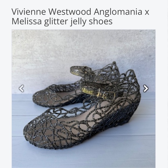 Vivienne Westwood Shoes - Vivienne Westwood Anglomania Melissa Silver Glitter Jelly Wedges